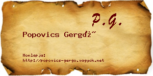 Popovics Gergő névjegykártya